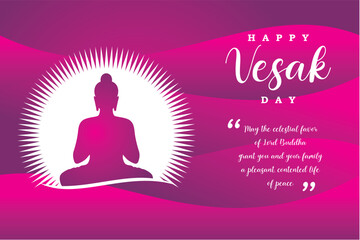 Happy vesak day. Silhouette meditation buddha. Gradient vesak day illustration