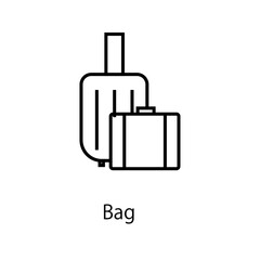 Bag line icon by travel and touris outline sign.
