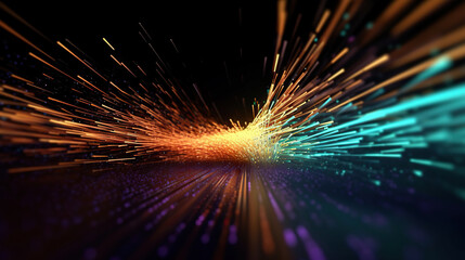 Modern digital abstract 3D background. Can be used in the description of network abilities, technological processes, digital storages, science, education, etc. Copy space. Based on Generative AI