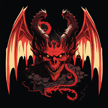 Devil, Red Dragon Logo Clipart in Various Styles