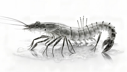 Gambero di fiume vivo isolato su sfondo bianco