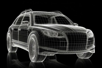 Fototapeta na wymiar Wireframe background of a car. Generative AI