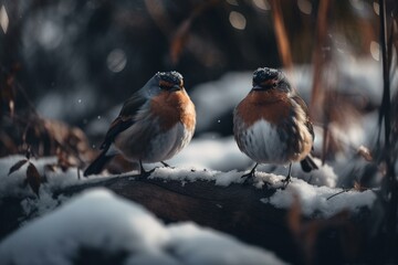 Birds during the cold season. Generative AI