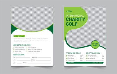 Golf tournament flyer design template, sport double side flyer for golf vector illustration eps 10