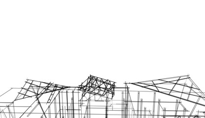 Obraz premium Architecture building 3d drawing vector illustration