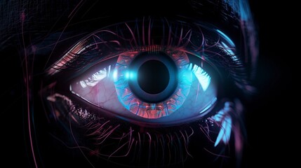 illustration, biometric scan of a female eye, ai generative