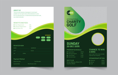 Golf tournament flyer design template, sport double side flyer for golf vector illustration eps 10