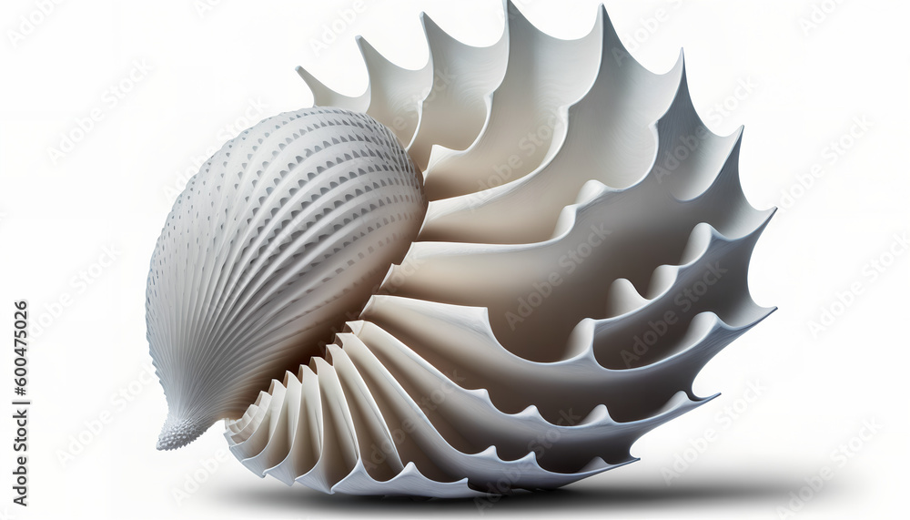 Wall mural shell on white background