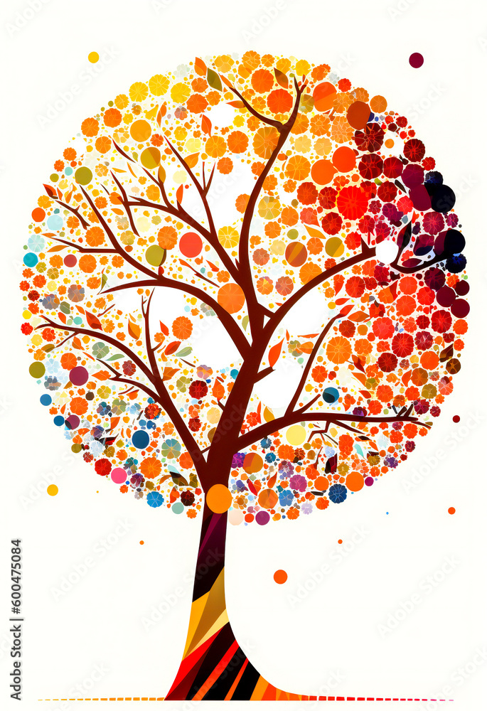 Poster artistic stylized tree. created with generative ai technology.