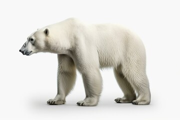 Obraz na płótnie Canvas A big polar bear in standing position on a white background. 3d rendered. Generative AI