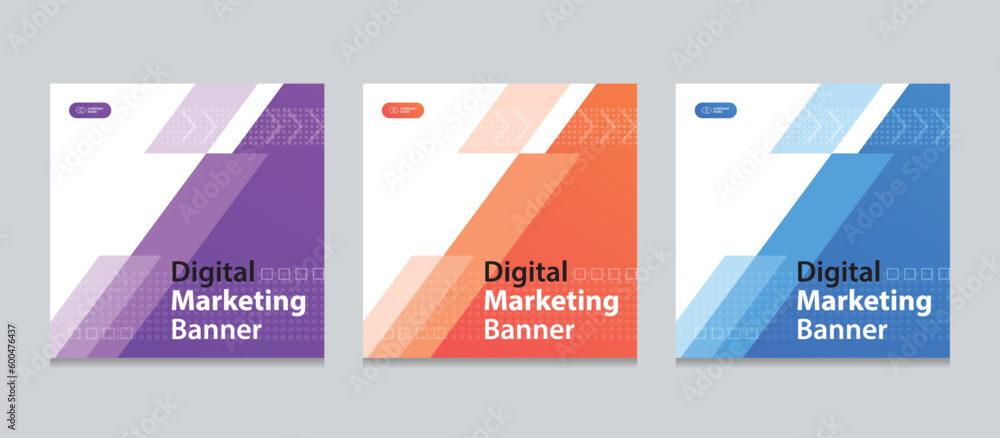 Poster Set of Editable square business web banner design template. background gradients color. Suitable for social media post, instagram story and web ads. Vector illustration with Space to add pictures. 