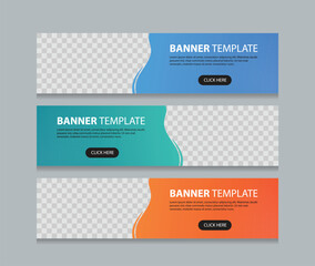 Set of horizontal abstract web banner design template	background gradients color. Suitable for web ads. Vector illustration with Space to add pictures. 

