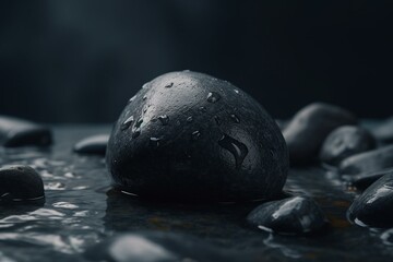 Smooth black rock for design background. Generative AI
