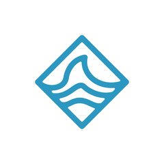 Square Wave Beach Water Line Modern Simple Logo