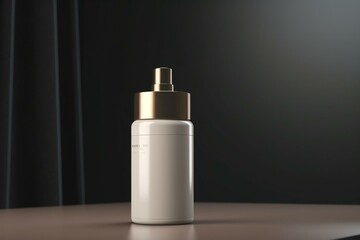 A 3D rendered mockup of a cosmetic container with a blank pump. Generative AI