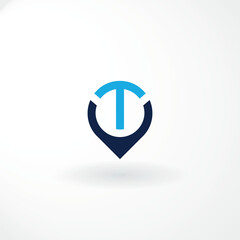 Vector Logo - Combination Letter T and Location Symbol