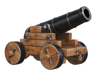 Old canon side view isolated on white background 3d rendering