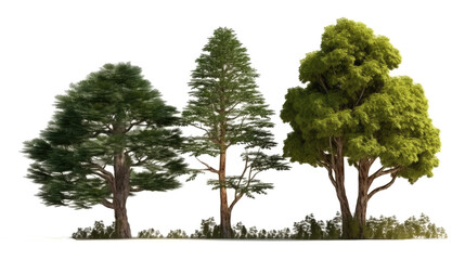 Obraz premium illustration of trees on transparent background, for illustration, digital composition, and architecture visualization. generative ai