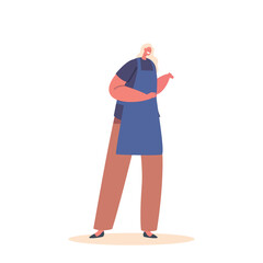 Woman Wearing Apron Isolated On White Background. Female Character Appears To Be Preparing Food, Or Working