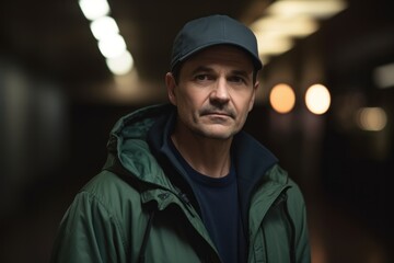 Portrait Of A Delivery Man In His 30s Wearing a Cap And Jacket