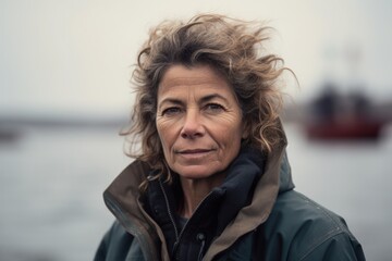 Portrait of a middle-aged woman on the seashore