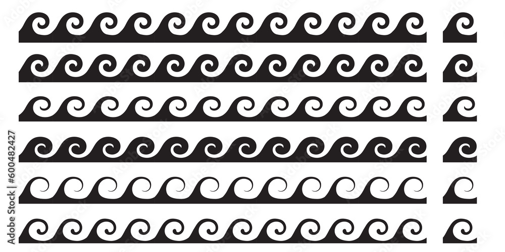Wall mural set of wavy horizontal lines. vector design elements. modular design