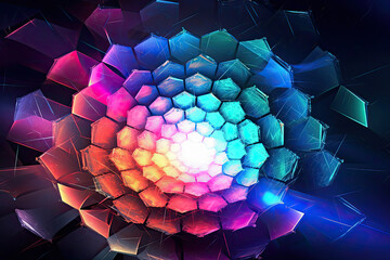 Abstract Epic Fractal Decagon Background with Glowing Aura, Generative AI