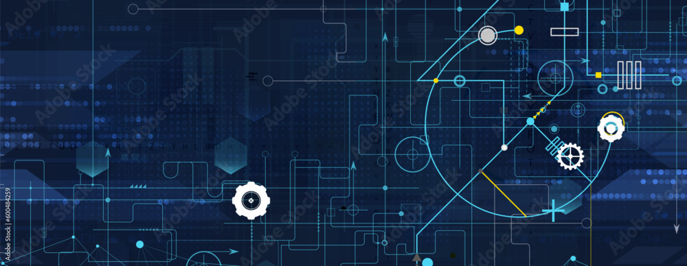 Poster Abstract circuit board futuristic technology processing background