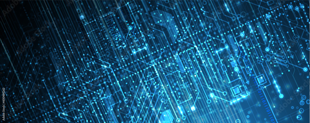 Poster Abstract circuit board futuristic technology processing background