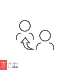 Referrals icon. Simple outline style. Reference, communication, people, business concept. Thin line symbol. Vector symbol illustration isolated on white background. Editable stroke EPS 10.