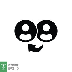 Naklejka premium Referrals icon. Simple solid style. Reference, friend refer, communication, people, business concept. Black silhouette, glyph symbol. Vector symbol illustration isolated on white background. EPS 10.