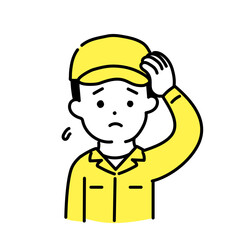 かわいい人物のイラストシリーズ _ 男性の作業員 _ 困る　