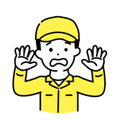 かわいい人物のイラストシリーズ _ 男性の作業員 _ 降参　