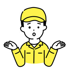かわいい人物のイラストシリーズ _ 男性の作業員 _ 困る　