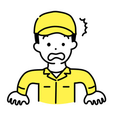 かわいい人物のイラストシリーズ _ 男性の作業員 _ 驚く　