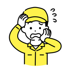 かわいい人物のイラストシリーズ _ 男性の作業員 _ 焦る　