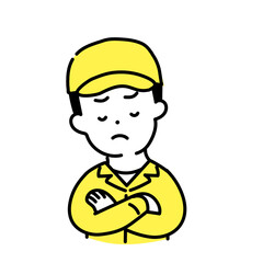 かわいい人物のイラストシリーズ _ 男性の作業員 _ 考える　