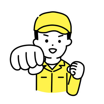 recommend clip art: かわいい人物のイラストシリーズ _ 男性の作業員 _ パンチ　