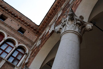Detail of the column of Palazzo Costabili, also called palace of Ludovico il Moro. The Palace houses the National Archaeological Museum of Ferrara.