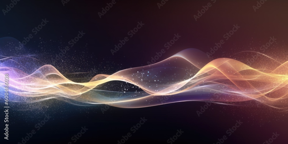 Poster wavy abstract shapes with glittering effect. generative ai aig21.