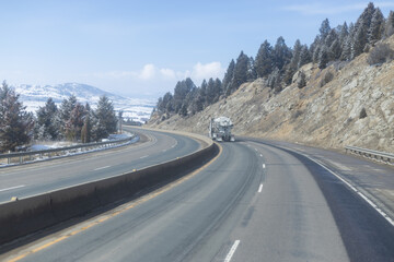 road in the mountains at winter