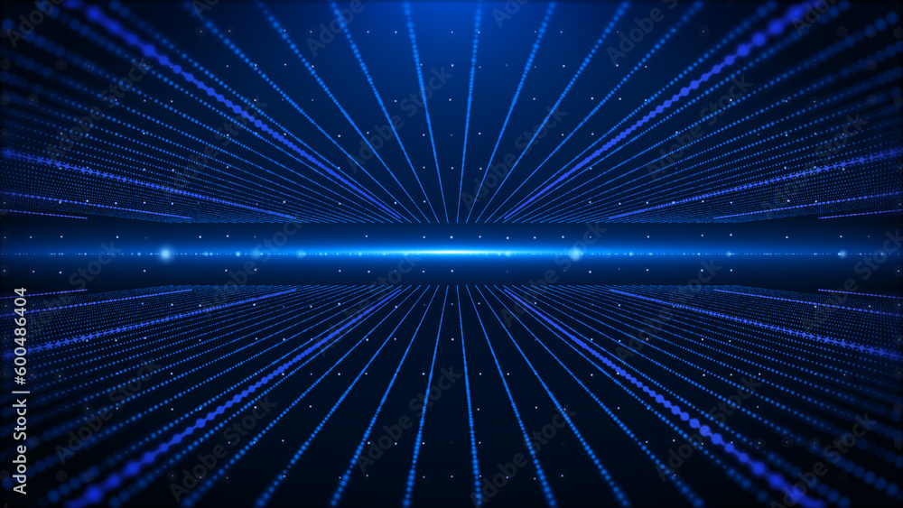 Aufkleber Technology digital blue cyberspace with digital data network connection. Hight speed circuit line analysis information illustration background.