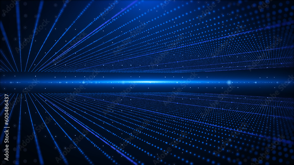 Aufkleber Technology digital blue cyberspace with digital data network connection. Hight speed circuit line analysis information illustration background.