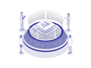Applying machine learning in healthcare: utilizing algorithms for improved diagnostics and treatment outcomes. Artificial intelligence in healthcare lineal isometric illustration