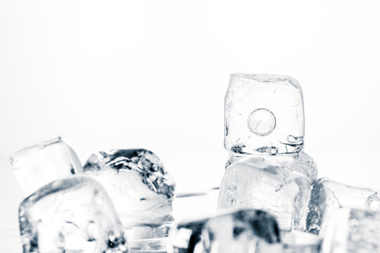 Nautral ice cubes on a white background.