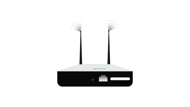 Wi Fi router icon with radio wave signal vector illustration background.