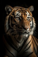 Tiger head portrait, created with generative AI