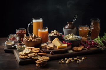 Naklejka premium Snack and beer - Generative AI
