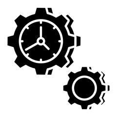 Vector design of time management, clock inside gear