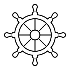 Nautical Wheel Thin Line Icon